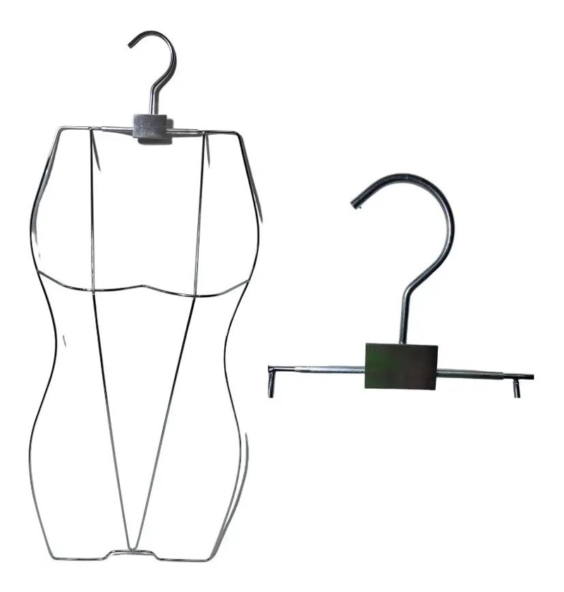 EXHIBIDOR TORSO COLGADOR DE METAL DORADO PARA ROPA DE DAMA - 2