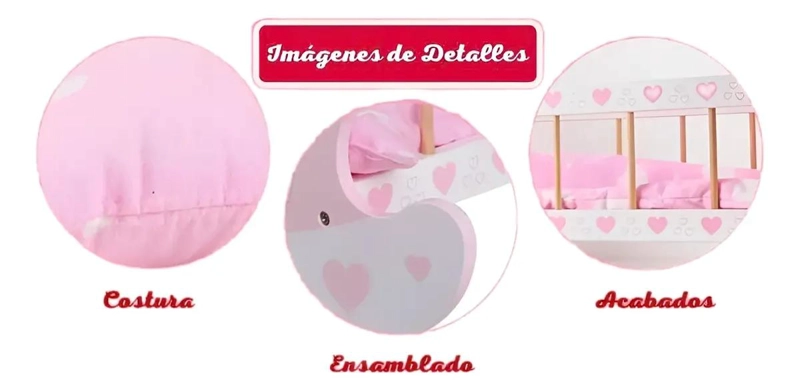 CUNA DE MADERA DIDACTICA PARA MUÑECOS CON ACCESORIOS - 4
