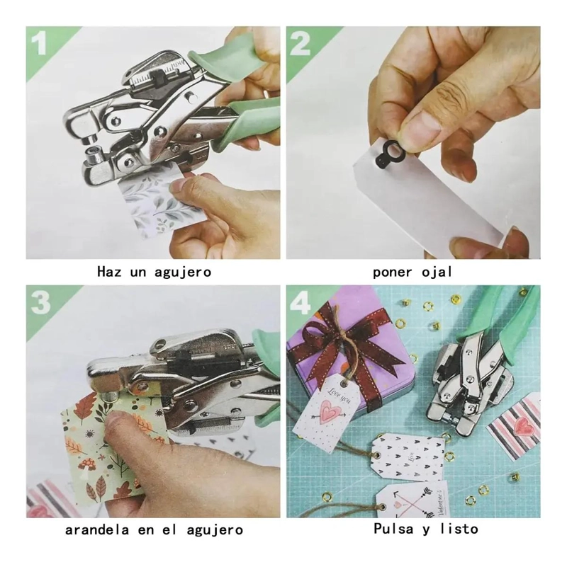 KIT DE REMACHADORA Y PERFORADORA CON 160 OJETILLOS DE COLORES - 3