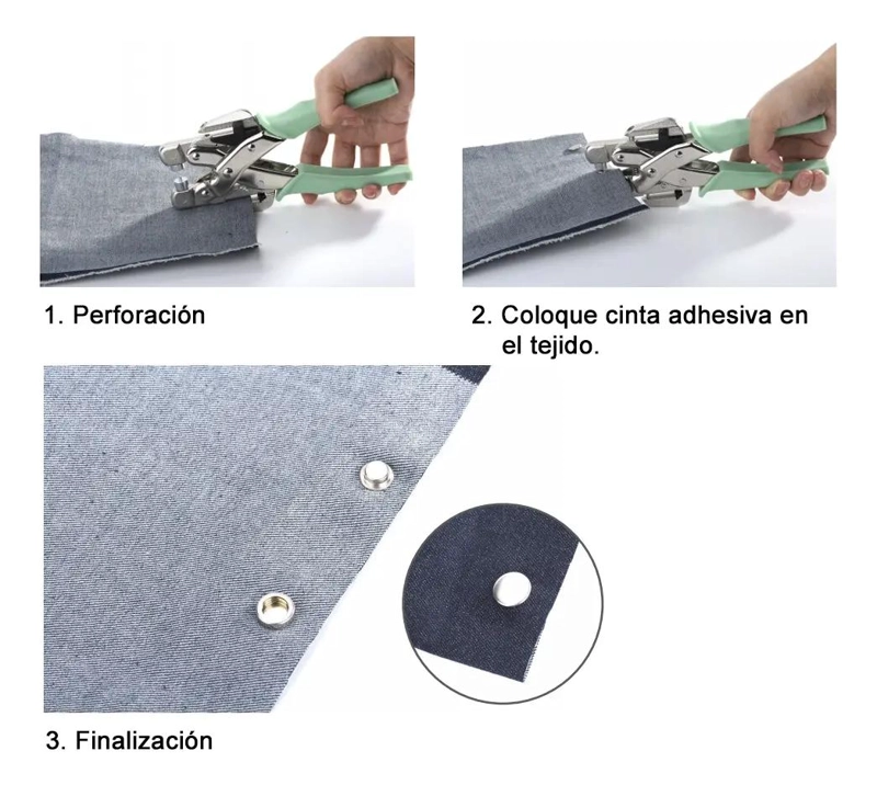 KIT DE REMACHADORA Y PERFORADORA CON 160 OJETILLOS DE COLORES - 7