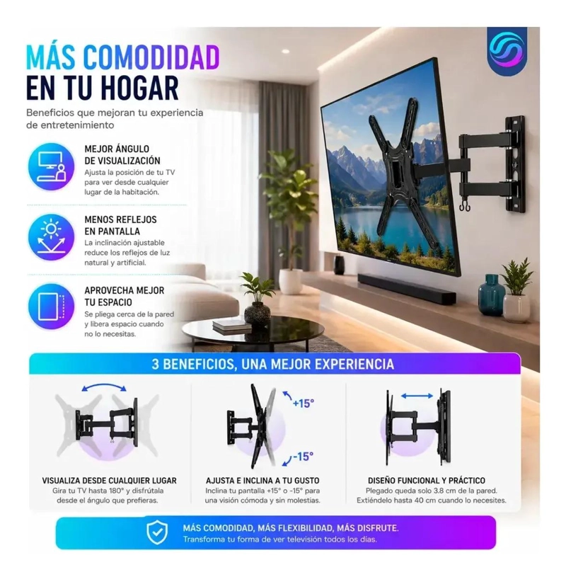 SOPORTE DE PARED ARTICULADO PARA TELEVISORES DE 14 A 55 PULGADAS - 7