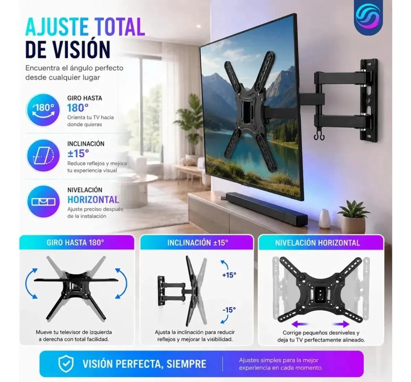 SOPORTE DE PARED ARTICULADO PARA TELEVISORES DE 14 A 55 PULGADAS - 9