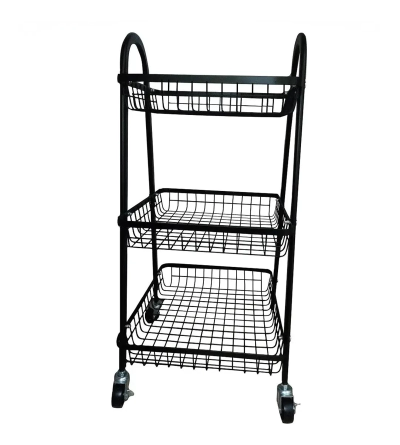 CESTA ORGANIZADORA MOVIL METALICA DE 3 NIVELES PARA COCINA - 3