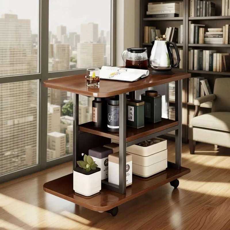 MESA CENTRO DECORATIVA DE MADERA CON TRES NIVELES Y DISEÑO MODERNO - 2