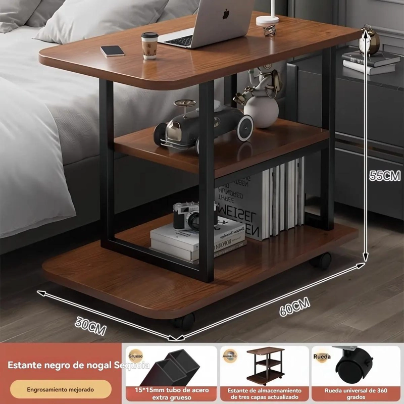 MESA CENTRO DECORATIVA DE MADERA CON TRES NIVELES Y DISEÑO MODERNO - 5