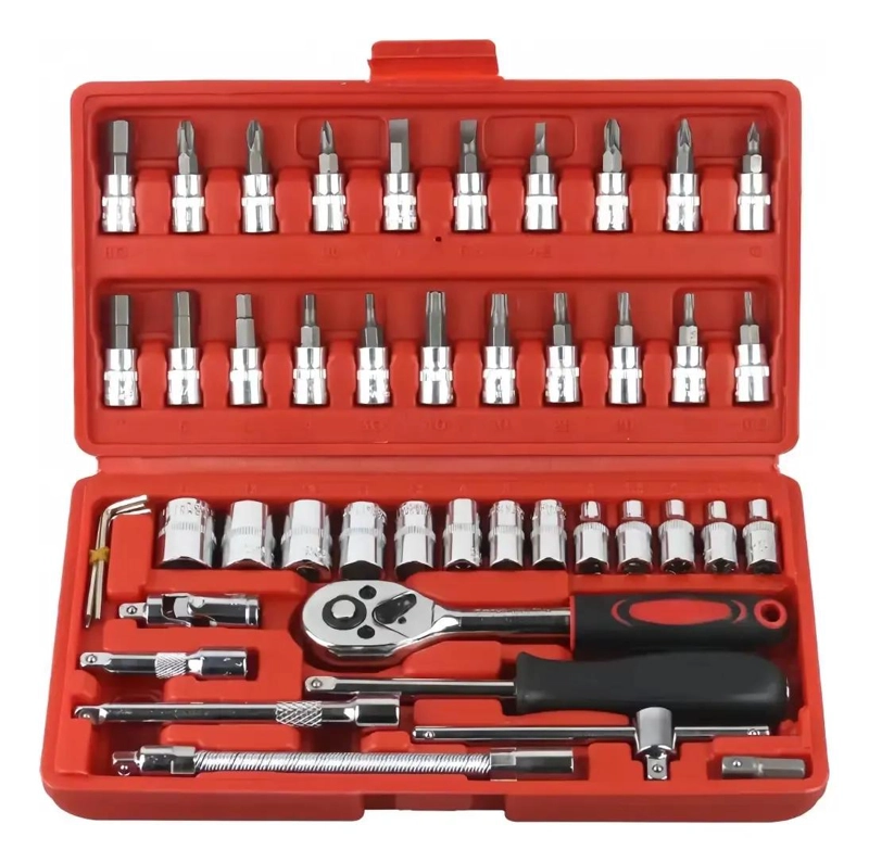 KIT DE HERRAMIENTAS COMBINADAS DE 46 PIEZAS PARA AUTOS Y MOTOS - 1