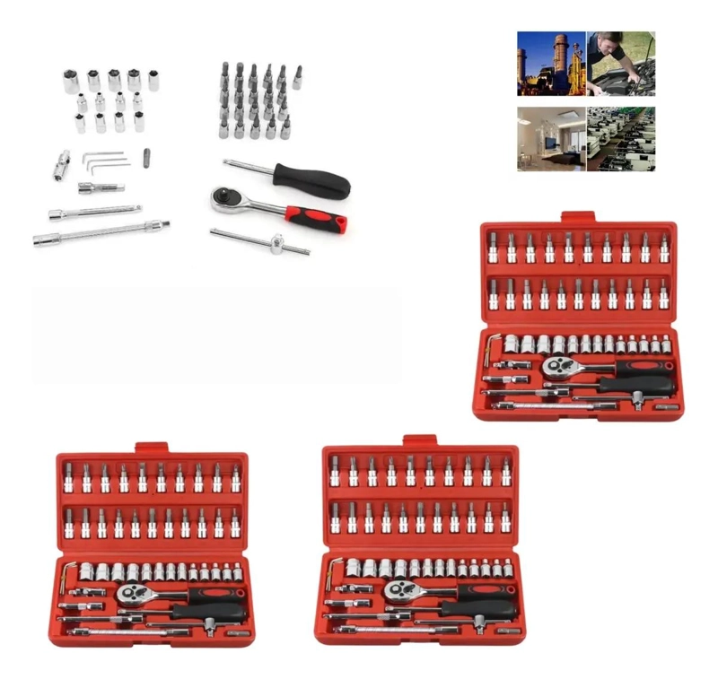 KIT DE HERRAMIENTAS COMBINADAS DE 46 PIEZAS PARA AUTOS Y MOTOS - 2