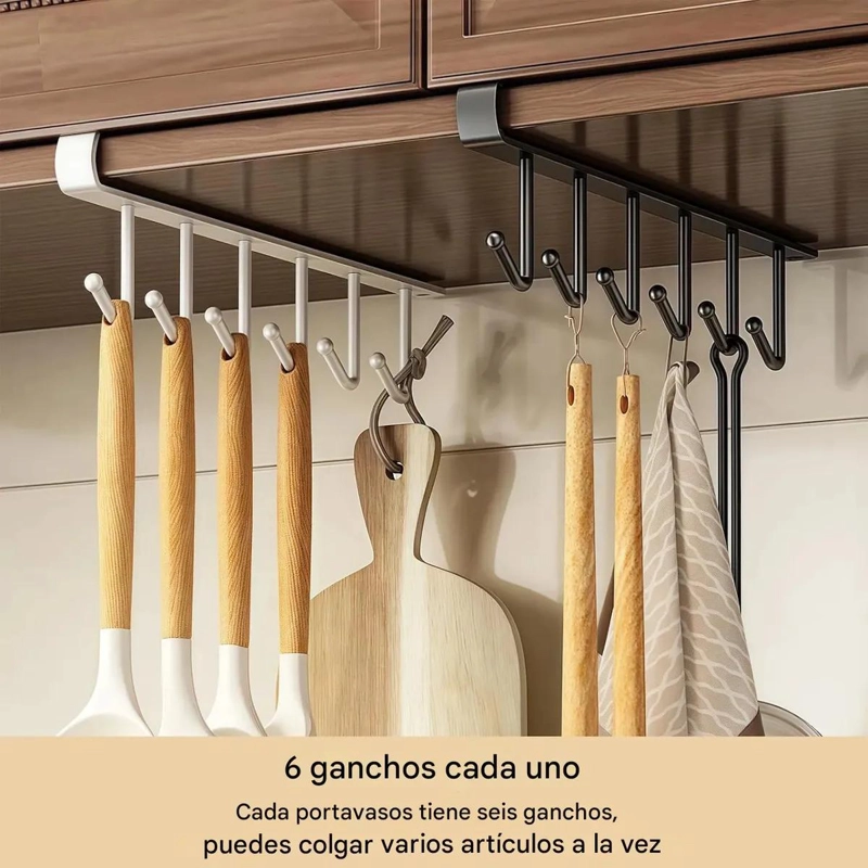 GANCHOS ORGANIZADOR COLGANTE PARA COCINA Y BAÑO 8 PIEZAS - 8