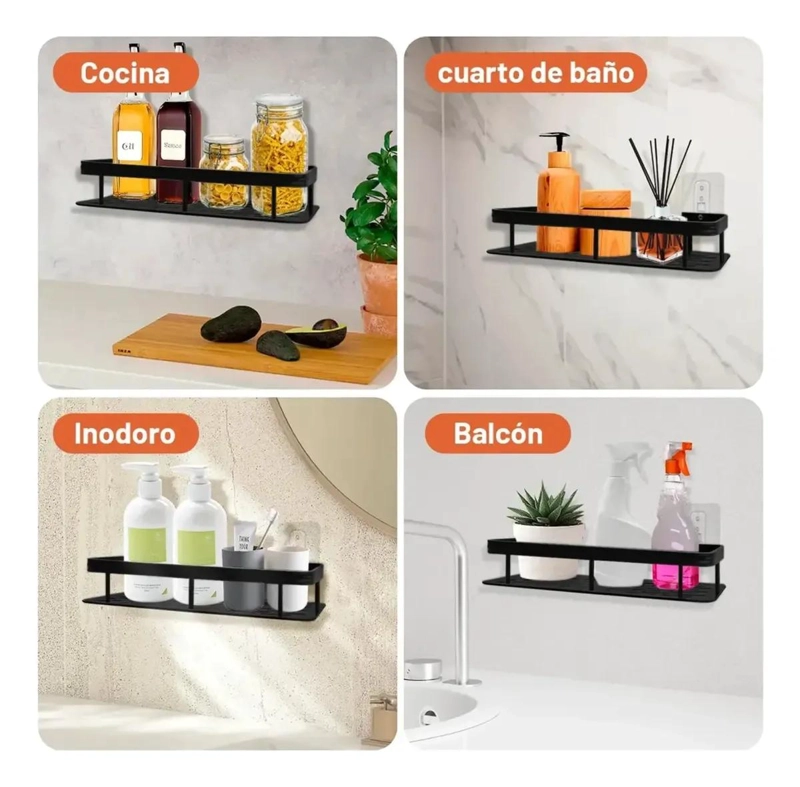 ESTANTE ORGANIZADOR DE BAÑO NEGRO PARA DUCHA Y COCINA - 10