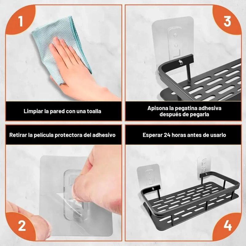 ESTANTE ORGANIZADOR DE BAÑO NEGRO PARA DUCHA Y COCINA - 4