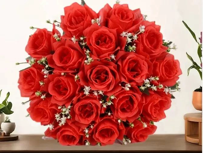 RAMO FRONDOSO DE 18 ROSAS VIVAS PARA DECORACION ELEGANTE - 4