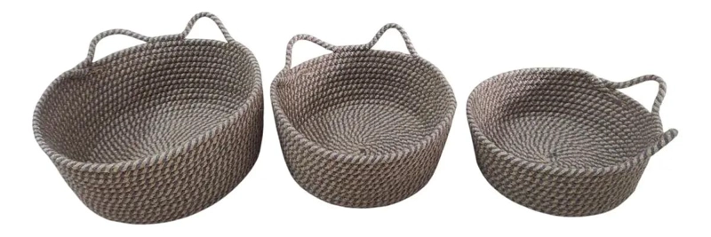 SET DE 3 CANASTOS TEJIDOS PARA ORGANIZACION Y DECORACION - 1