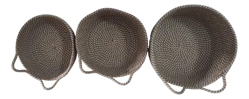 SET DE 3 CANASTOS TEJIDOS PARA ORGANIZACION Y DECORACION - 2