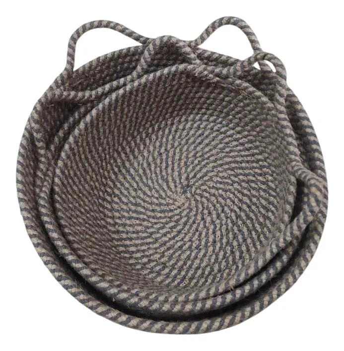 SET DE 3 CANASTOS TEJIDOS PARA ORGANIZACION Y DECORACION - 5