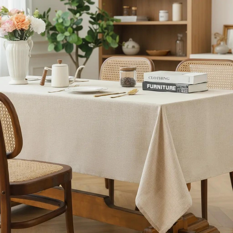 MANTEL RECTANGULAR IMPERMEABLE BEIGE 140X210 CM PARA MESA - 1