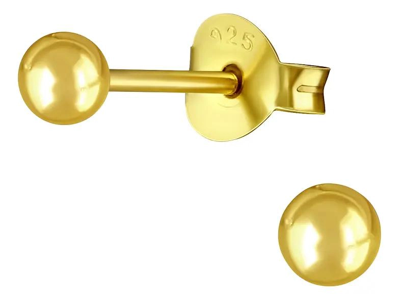 MINI AROS REDONDOS ESFERAS 3 MM EN PLATA BAÑADA EN ORO UNISEX - 1