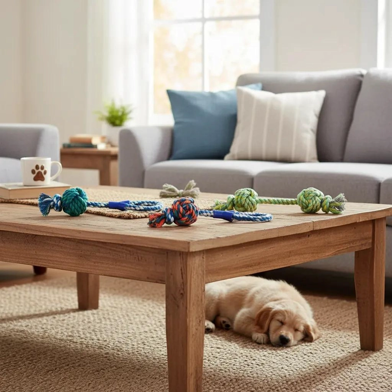 JUGUETE INTERACTIVO PARA PERROS CON CUERDA Y PELOTA - 2