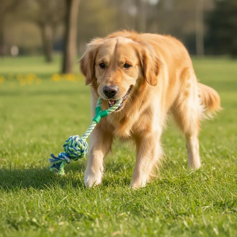 JUGUETE INTERACTIVO PARA PERROS CON CUERDA Y PELOTA - 3