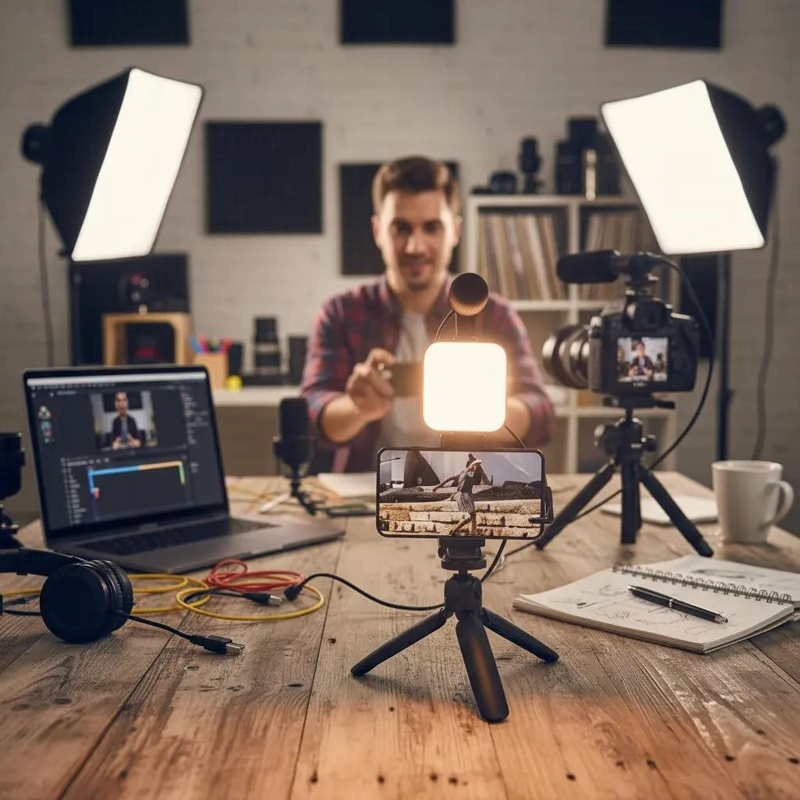 KIT DE LUZ LED Y MICROFONO PARA CREADORES DE CONTENIDO - 10
