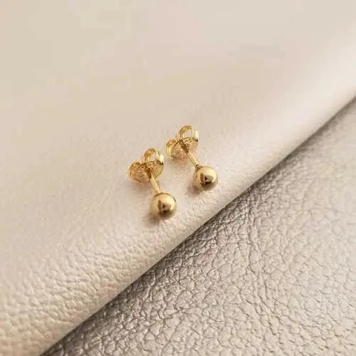 ARETES TOPO BALIN 4 MM ORO LAMINADO 18K ELEGANTES - 2