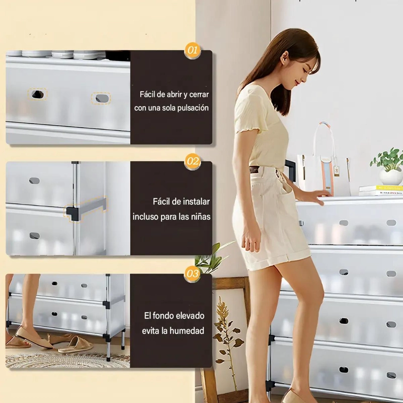 ZAPATERO ORGANIZADOR DE 4 NIVELES CON TAPA TRANSPARENTE - 6