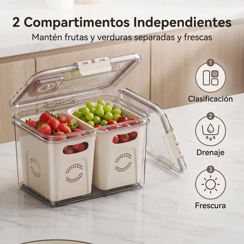 ORGANIZADOR DE FRUTAS Y VERDURAS CON CESTA Y TAPA TRANSPARENTE - 2
