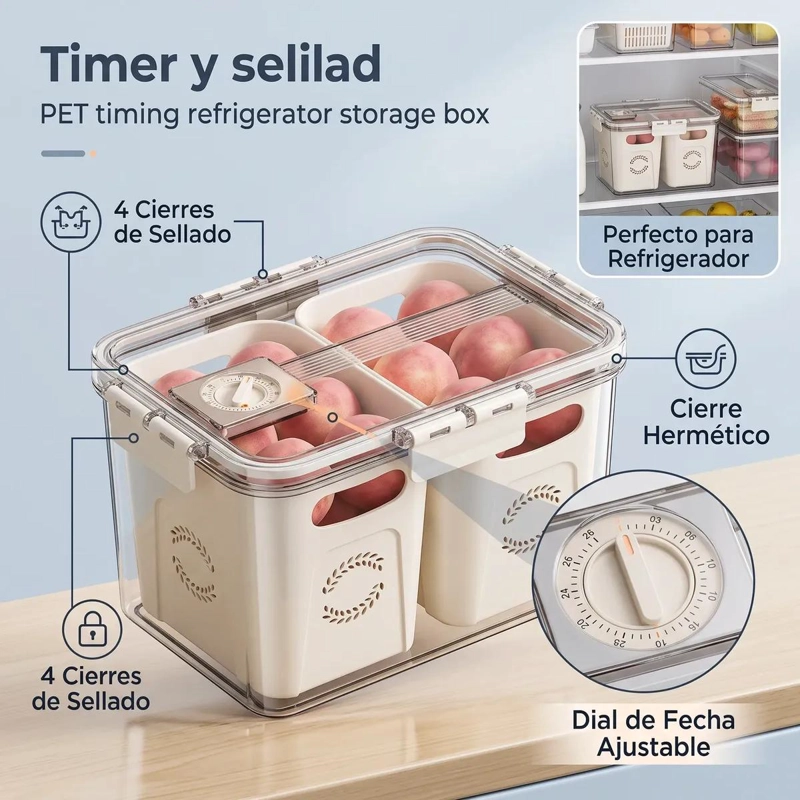 ORGANIZADOR DE FRUTAS Y VERDURAS CON CESTA Y TAPA TRANSPARENTE - 3