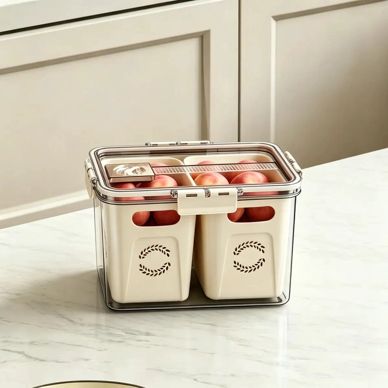 ORGANIZADOR DE FRUTAS Y VERDURAS CON CESTA Y TAPA TRANSPARENTE - 4