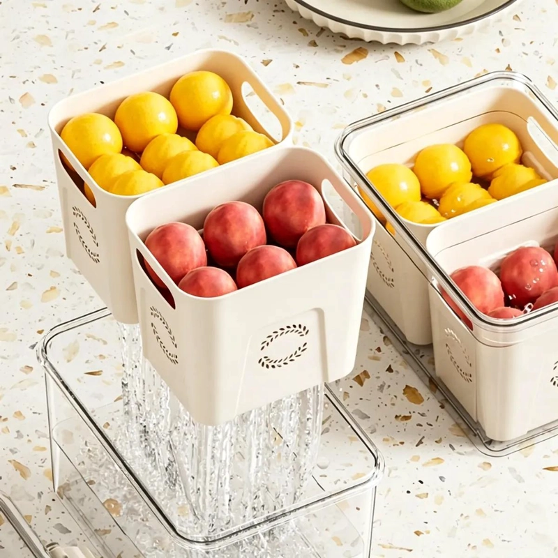 ORGANIZADOR DE FRUTAS Y VERDURAS CON CESTA Y TAPA TRANSPARENTE - 5