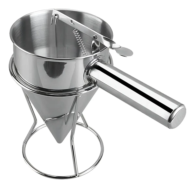 EMBUDO DOSIFICADOR DE ACERO INOXIDABLE 750ML CON SOPORTE PARA REPOSTERIA - 2