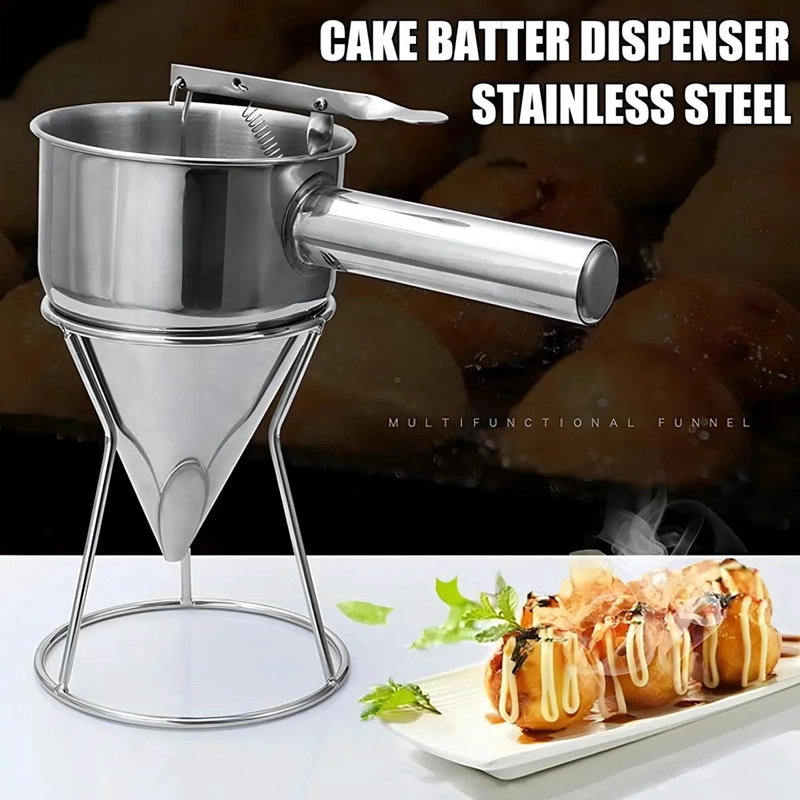 EMBUDO DOSIFICADOR DE ACERO INOXIDABLE 750ML CON SOPORTE PARA REPOSTERIA - 5