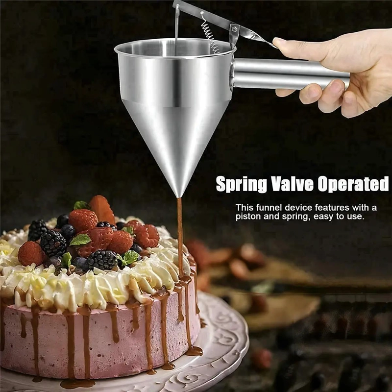 EMBUDO DOSIFICADOR DE ACERO INOXIDABLE 750ML CON SOPORTE PARA REPOSTERIA - 6