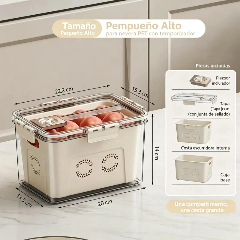 ORGANIZADOR DE FRUTAS Y VERDURAS CON CESTA Y TAPA TRANSPARENTE - 2