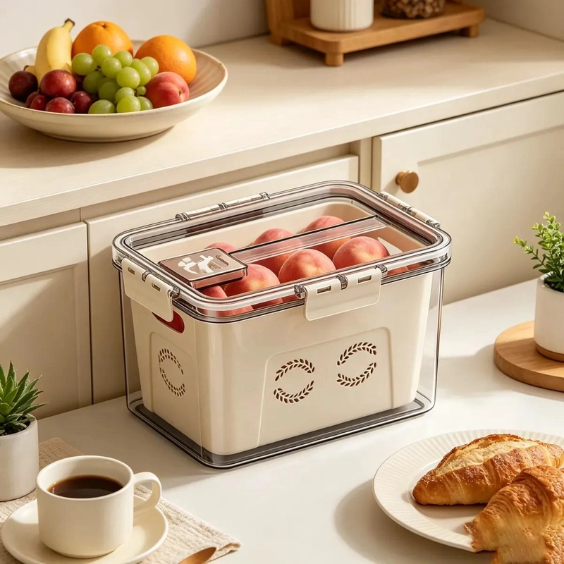 ORGANIZADOR DE FRUTAS Y VERDURAS CON CESTA Y TAPA TRANSPARENTE - 3