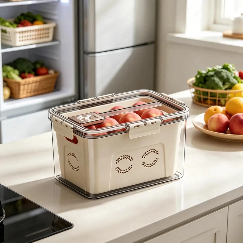 ORGANIZADOR DE FRUTAS Y VERDURAS CON CESTA Y TAPA TRANSPARENTE - 5