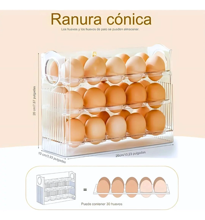 ORGANIZADOR TRANSPARENTE PARA HUEVOS CON CAPACIDAD DE 30 UNIDADES - 3