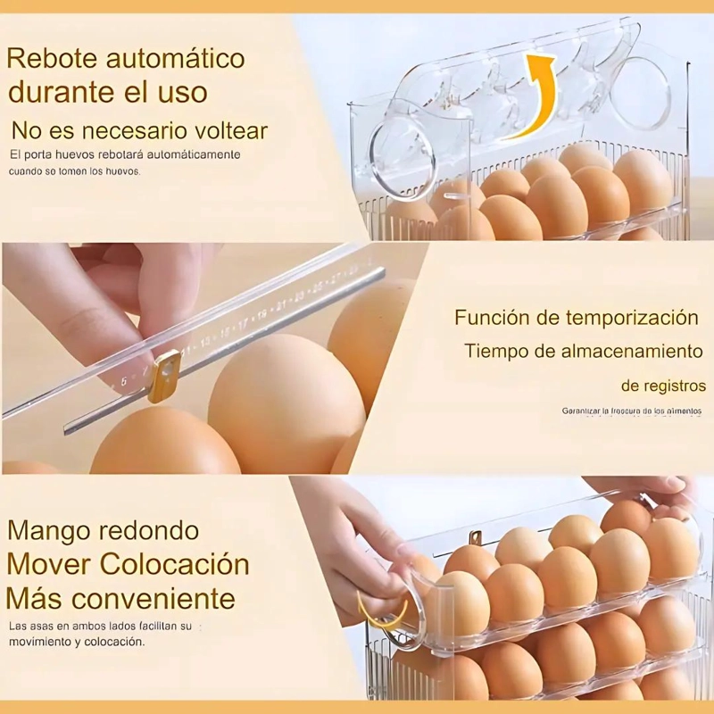 ORGANIZADOR TRANSPARENTE PARA HUEVOS CON CAPACIDAD DE 30 UNIDADES - 4