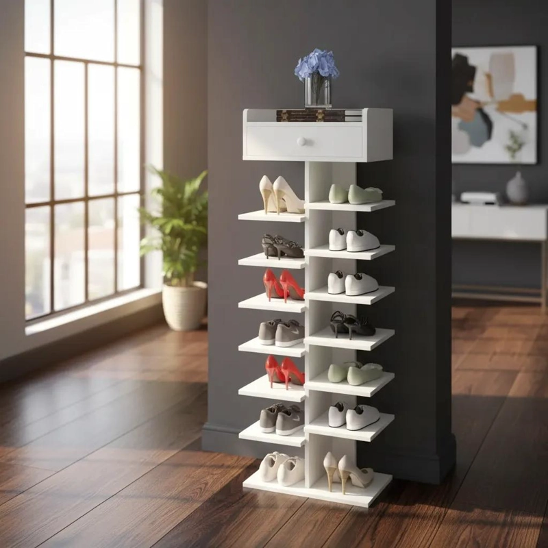 ZAPATERO ORGANIZADOR BLANCO CON ASIENTO ACOLCHADO Y 14 ESPACIOS - 4