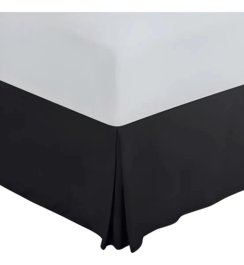 FALDON DE CAMA LISO PARA 1.5 PLAZAS EN COLOR NEGRO - 3