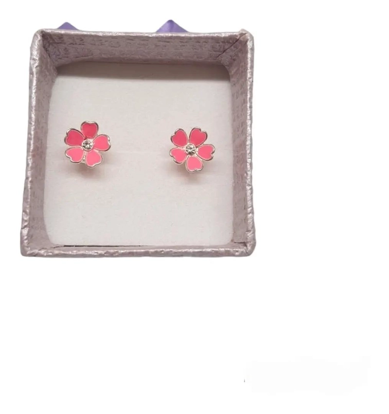 AROS FLOR ESMALTADOS DE PLATA 925 CON DISEÑO ELEGANTE - 1