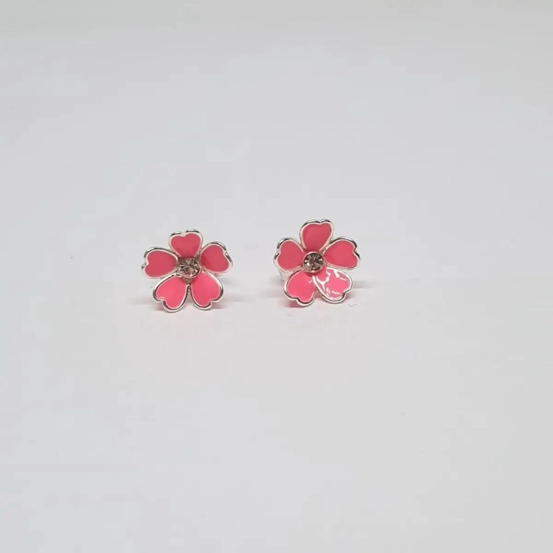 AROS FLOR ESMALTADOS DE PLATA 925 CON DISEÑO ELEGANTE - 2