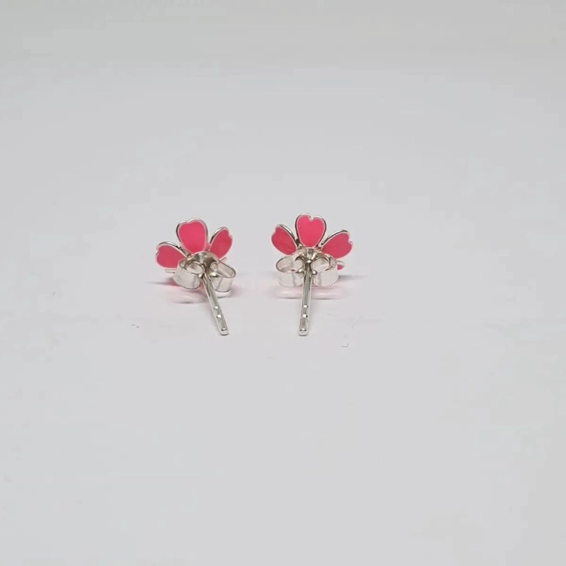 AROS FLOR ESMALTADOS DE PLATA 925 CON DISEÑO ELEGANTE - 3