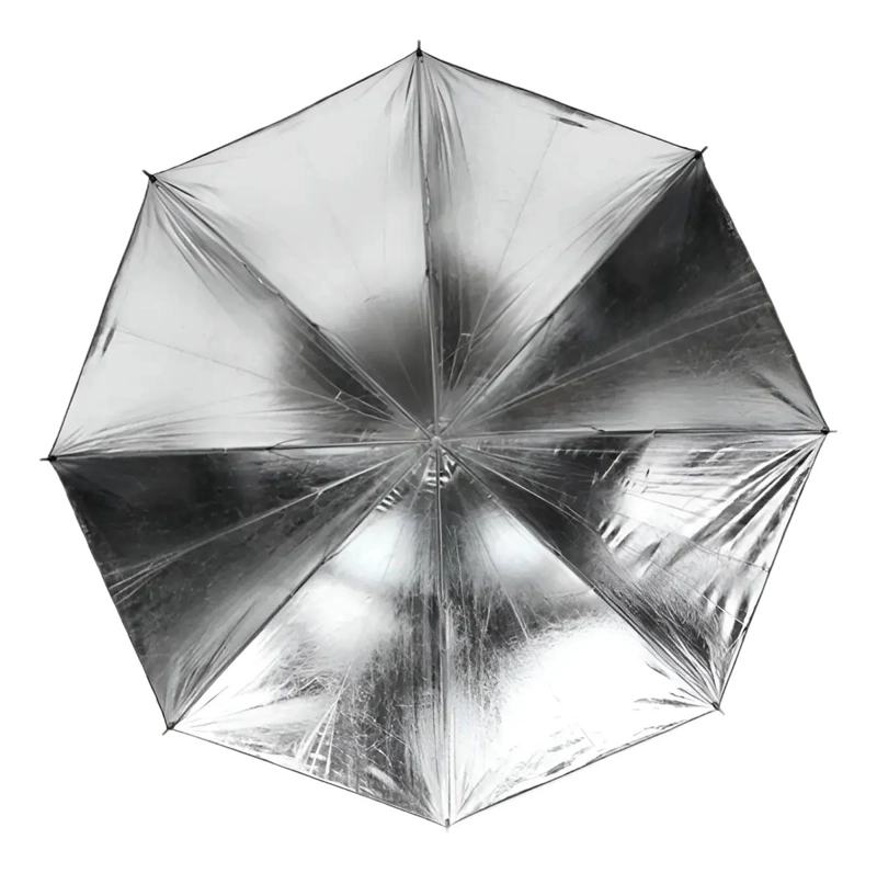 PARAGUAS FOTOGRAFICO NEGRO Y PLATA DE 84 CM PARA ESTUDIO - 2