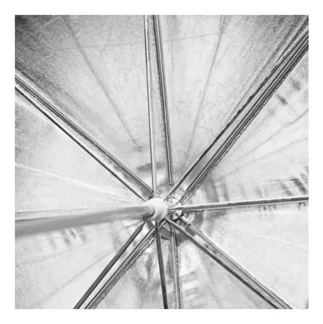 PARAGUAS FOTOGRAFICO NEGRO Y PLATA DE 84 CM PARA ESTUDIO - 4