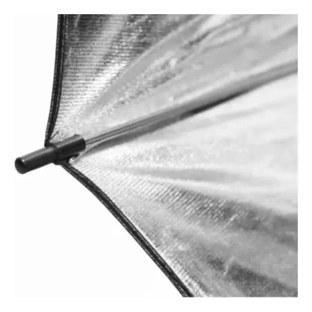 PARAGUAS FOTOGRAFICO NEGRO Y PLATA DE 84 CM PARA ESTUDIO - 5