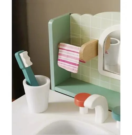 JUEGO DE TOCADOR Y LAVAMANOS DE MADERA PARA NIÑOS - 3