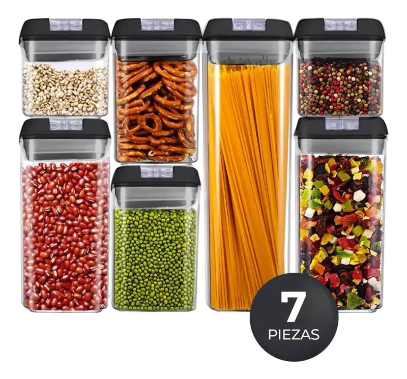 SET DE 7 FRASCOS ORGANIZADORES HERME TICOS PARA ALIMENTOS - 2