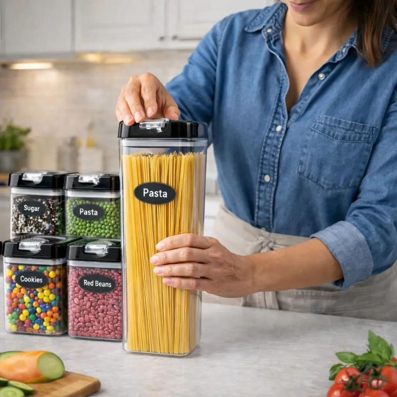 SET DE 7 FRASCOS ORGANIZADORES HERME TICOS PARA ALIMENTOS - 3
