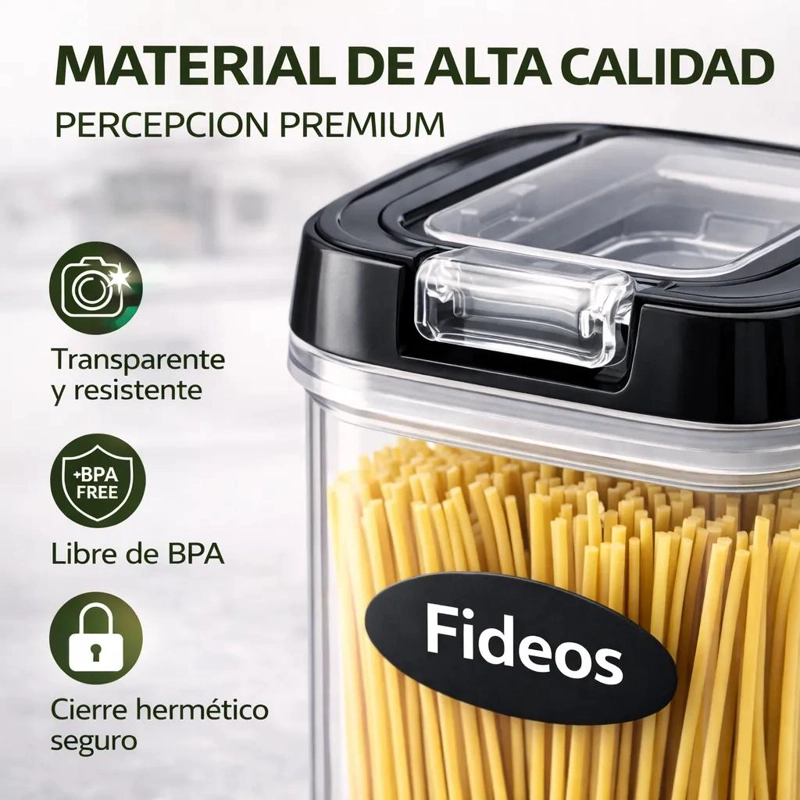 SET DE 7 FRASCOS ORGANIZADORES HERME TICOS PARA ALIMENTOS - 8