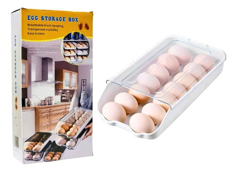 ORGANIZADOR RECTANGULAR DE PLASTICO PARA 14 HUEVOS - 1